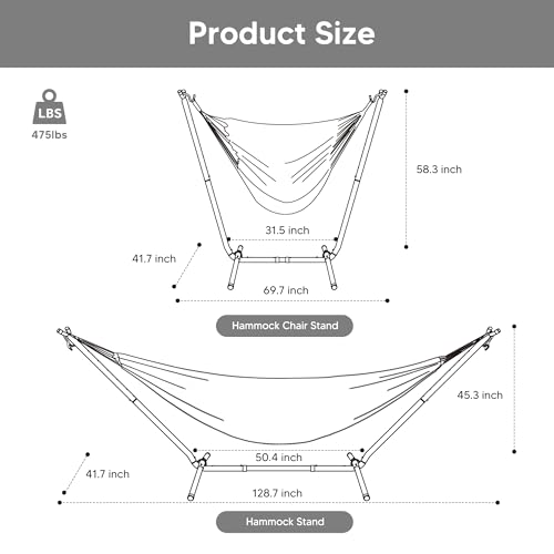 SUNCREAT 2-in-1 Hammocks Convertible Portable Double Hammock with Stand, Outdoor Hammock with Stand Included, Patented, Natural - color: A-natural