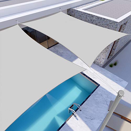 Windscreen4less 5'x7' Waterproof Sun Shade Sail Rectangle Shade Canopy Cover UV Block for Backyard Patio Deck Balcony Pergola Garden (Light Gray) - color: Light Gray, size: 5' x 7'