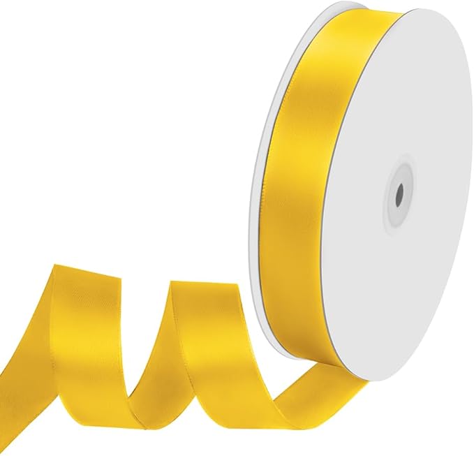 1" Width x 100 Yards Satin Ribbon, Yellow Ribbon Perfect for DIY Craft, Bows, Gift Wrapping, Flower Bouquet, Valentine's Day, Christmas and Party Decoration