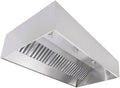 Commercial Kitchen Restaurant Duty Exhaust Hood, Wall Canopy Stainless Steel Exhaust Hood with Baffle Hood Filters, High Temperature Light Fixtures, and 16” Round Exhaust Riser (4' Long Hood)