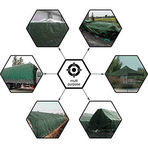CARTMAN Finished Size 20x20 Feet Waterproof Green Tarp 8 Mil Thick, Multipurpose Protective Cover for Emergency Rain Shelter Camping Tarpaulin - size: 20'×20'