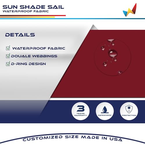 Windscreen4less 5'x5' Waterproof Sun Shade Sail Rectangle Shade Canopy Cover UV Block for Backyard Patio Deck Balcony Pergola Garden (Red) - color: Red, size: 5' x 5'