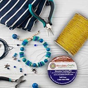 Mandala Crafts 1.5mm 109 Yards White Cotton Waxed Cord for Jewelry Making Bracelet Cord Waxed String - Beading String Thread Jewelry Cords for Necklaces String