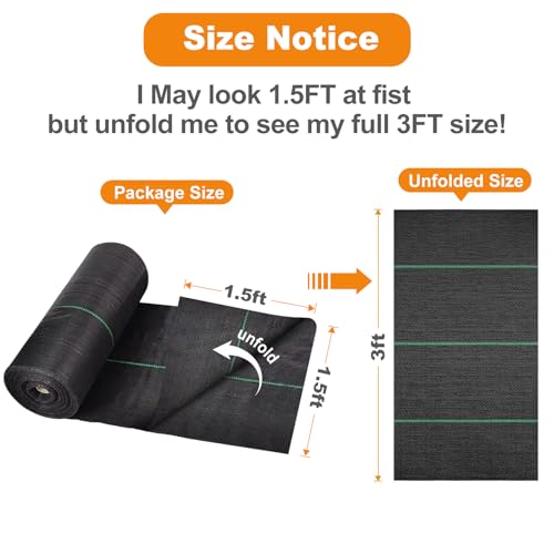 AMAGABELI GARDEN & HOME 3ft x 300ft Weed Barrier Landscape Fabric 3.2oz Plastic Garden Cloth Heavy Duty Weed Control Blocker Mat Gardening Ground Cover Woven Geotextile Fabric Driveway Underlayment - size: 3.2oz-3x300ft