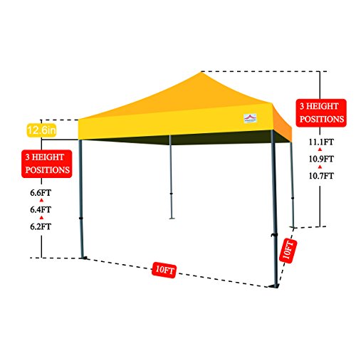 10'x10' Pop Up Canopy Tent Commercial Instant Shelter with Heavy Duty Roller Bag, 4 Canopy Sand Bags, 10x10 FT Orange - color: Orange