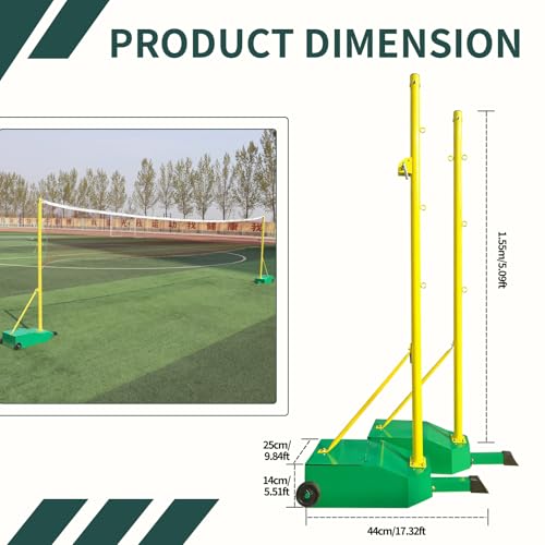 Badminton Pole,Portable 5.1FT Badminton Net Frame Poles with Wheel,Movable Badminton Pole Stand with Heavy Duty Base,Badminton Net for Backyard Park Stadium School Indoor Outdoor