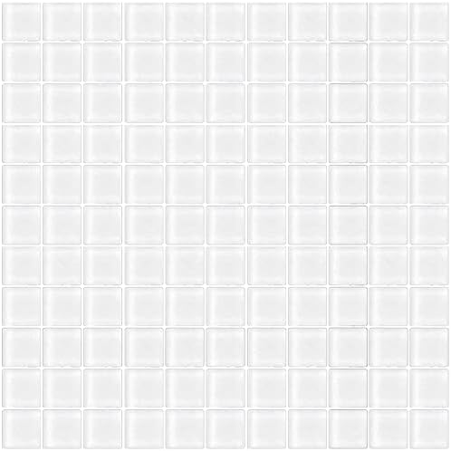 Glass 1x1 Mosaic 0.97 sq ft/Piece Pack of 1,Ice White Matte Glass Square Mosaic Tile 1" x 1" –Backsplash, Bathroom, Shower, or Pool - Not Peel & Stick - Water-Resistant Indoor Outdoor Decorative Tile