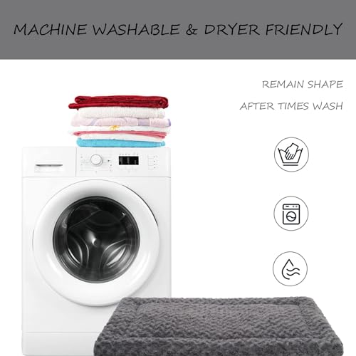 Washable Dog Bed Mat Pet Crate Pad Soft Fluffy Pet Kennel Beds Dog Sleeping Mattress for Large Jumbo Medium Small Dogs, 21 x 13 Inch, Gray - color: Grey, size: 21.00" x 13.00" x 1.50"