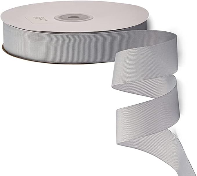 LIUYAXI 1" X 50 Yards Solid Silver/Grey Grosgrain Ribbon, Perfect for Crafts, Wedding Decor, DIY Hair Accessories, Sewing, Gift Package Wrapping and More