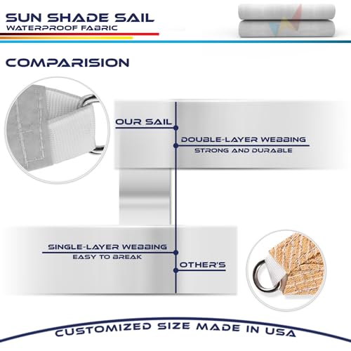 Windscreen4less 5'x6'x7.8' Waterproof Sun Shade Sail Right Triangle Shade Canopy Cover UV Block for Backyard Patio Deck Balcony Pergola Garden (Light Gray) - color: Light Gray, size: 5' x 6' x 7.8'