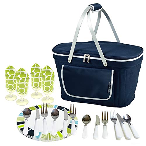 Army Black Knights Licensed Patented Collapsible Insulated Picnic Basket Equipped with Service for 4- Designed and Assembled in USA