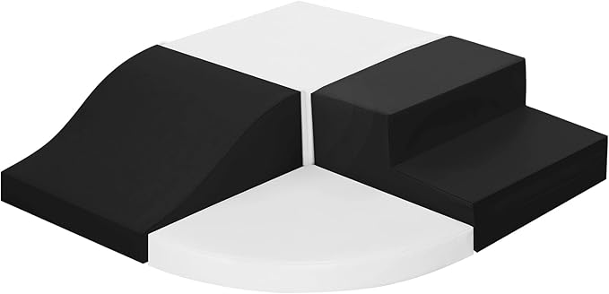 4-Piece Soft PU Leather Toddlers Climbing Toys, Baby Foam Climbing Blocks for Toddlers 3, Indoor Climb and Crawl Activity Play Set, Foam Play Gym Climbing Structures (Black and White)