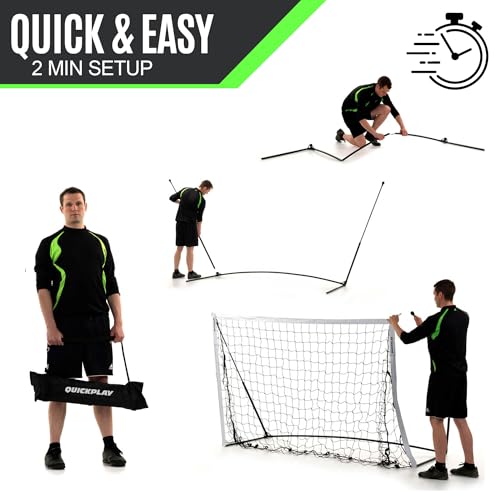 QUICKPLAY Kickster Soccer Goal Range – Ultra Portable | Quick and Easy Set Up | Includes Net and Carry Bag | Available in 7 Sizes | Backyard Soccer Net for Kids & Adults [Single Goal] - style: 12 x 6'