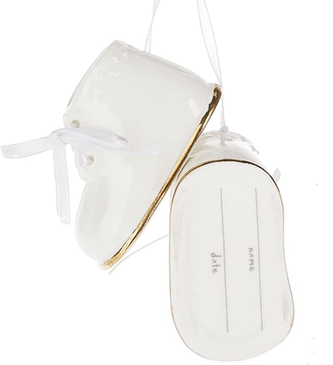 Ivory Baby Shoe Ornament Babys First Christmas Boy or Girl Ornament Cream Porcelain Baby Booties, Can Be Personalized, with Gift Box (2025)