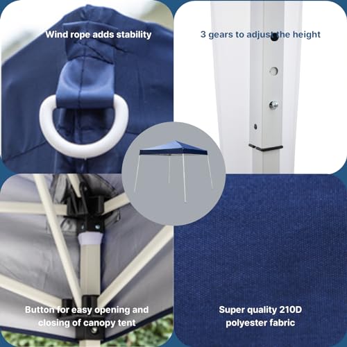 Outvita Canopy 7.8x7.8' Pop Up Commercial Instant Gazebo Tent, Waterproof & UV Protection Canopy Tent with Slant Legs for Party Wedding Birthday BBQ Events - style: 7.8x7.8-blue