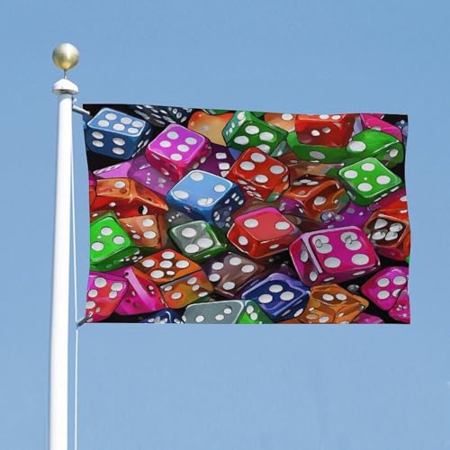 Heavy Duty Weather Resistant Polyester Flags 24x35 In, 4 Sizes Garden Flags for Outside, Games Dice Set Party Banner, Yard Decoration for Outdoor Patio, Entrance & Events - size: 24x35 Inch