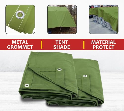 Mytee Products 6' x 8' Green Canvas Tarp 12oz Heavy Duty Water Resistant - color: Green (1 Pc), size: 6' x 8'
