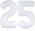 GOER Number 25 Balloons for 25th Birthday Party Decorations,42 Inch Jumbo Foil Helium 52 Balloons for 52nd Birthday Party Decoration (White)