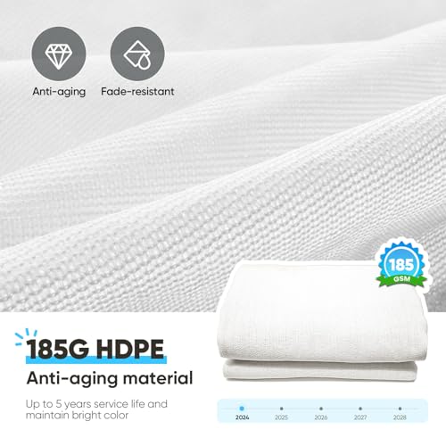 Quictent 12x16ft 185G HDPE Rectangle Sun Shade Sail Canopy White 98% UV Block Outdoor Patio Garden with Hardware Kit - color: White, size: 12 x 16 ft, style: Rectangle