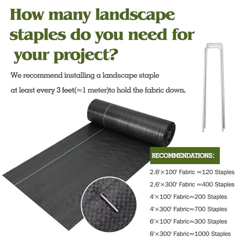 4FT x 300FT Weed Barrier Landscape Fabric Heavy Duty, Weed Control Garden Cloth with 120 U-Shaped Securing Pegs, Woven Weed Blocker Fabric Ground Cover for Garden Beds, Commercial Driveway - size: 4FT x 300FT