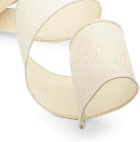 CT CRAFT LLC Ivory Canvas Wired Ribbon 2.5 Inch x 10 Yards for Christmas Home Decor Tree Topper Bow Gift Wrapping DIY Crafts Wreath Garland Easter Holiday