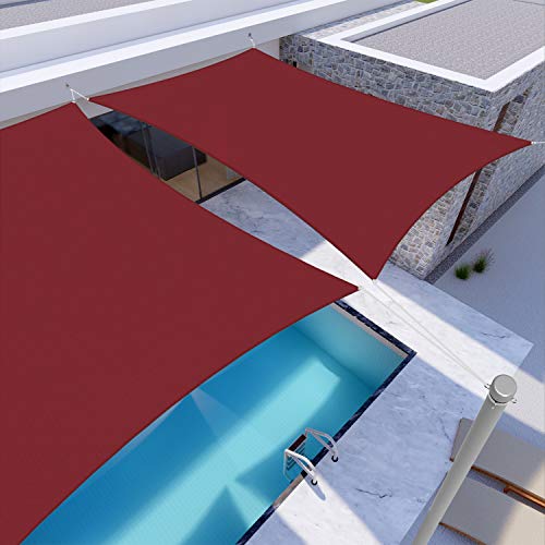 Windscreen4less 5'x5' Waterproof Sun Shade Sail Rectangle Shade Canopy Cover UV Block for Backyard Patio Deck Balcony Pergola Garden (Red) - color: Red, size: 5' x 5'
