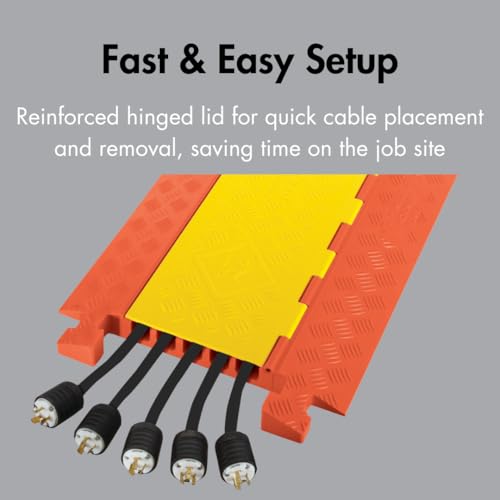 Checkers 5 Channel Industrial Drive Over Cable Protector End Capsfor 1.25" Lines, 40k/Axle Load Capacity Hose and Cable Ramp for Heavy Duty Equipment, Made in the USA, Orange, CPEC5X125-O - size: 40k/Axle Load Capacity, style: End Caps