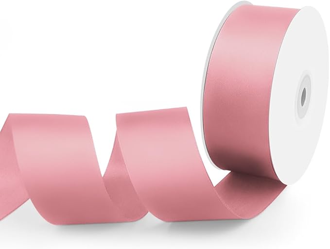 1-1/2" Width x 50 Yards Satin Fabric Ribbon, Pink Ribbon Perfect for DIY Bows, Swags, Gift Wrapping, Craft, Flower Bouquet，Christmas and Party Decoration