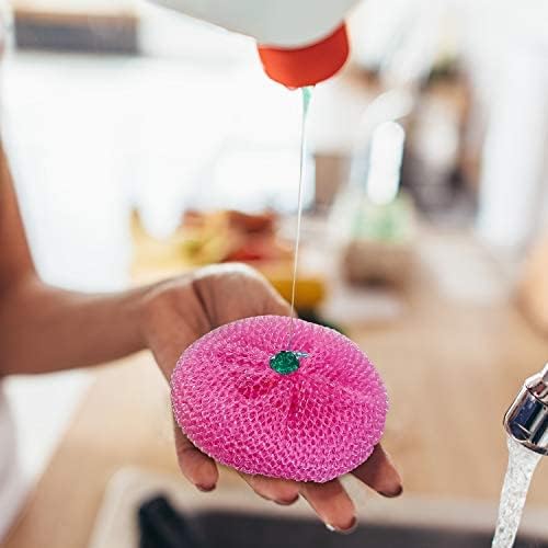 Blulu Plastic Dish Scrubbers for Dishes Pot Round Nylon Pad, Mesh Scouring Non Scratch Pads(Rainbow Colors,30 Pieces)