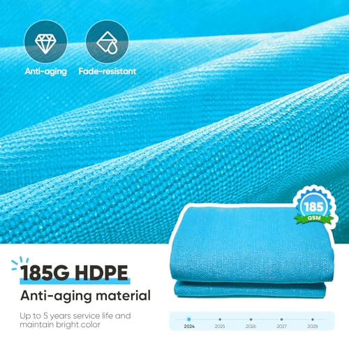 Quictent 12x16ft 185G HDPE Rectangle Sun Shade Sail Canopy 98% UV Block Outdoor Patio Garden with Hardware Kit (Turquoise) - color: Turquoise, size: 12 x 16 ft, style: Rectangle