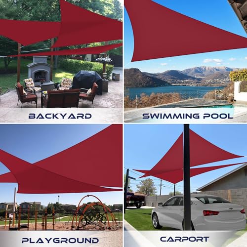 Windscreen4less 5'x7'x8.6' Waterproof Sun Shade Sail Right Triangle Shade Canopy Cover UV Block for Backyard Patio Deck Balcony Pergola Garden (Red) - color: Red, size: 5' x 7' x 8.6'