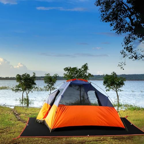 Frelaxy Tent Footprint, Waterproof Camping Tarp, Durable Tent Floor to Elevate Your Camping, Hiking, Backpacking, Hammock, Beach Experience - color: Black, size: 3 Person—80'' x 80''