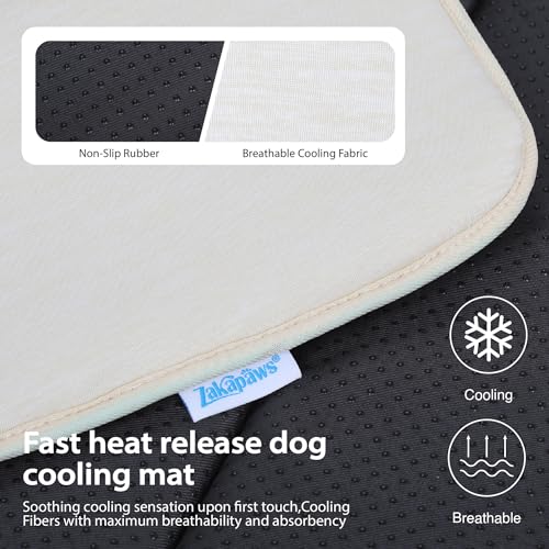 Cooling Dog Mat Q-Max>0.5 - Rapid Cooling Tech, Thin Breathable Crate Pad, Portable Washable Summer Mat, Chill Soothing Fabric - 24"x18" Small Dog/Cat, Dark Beige - color: Dark Beige, size: 24"L x18"W x 0.8"H