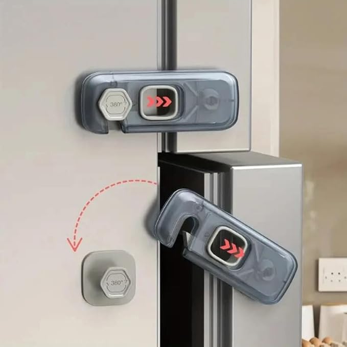 2x Child Kid Lock Fridge, Freezer, Cabinet Catch Baby Safety Lock Door Safe (Green)