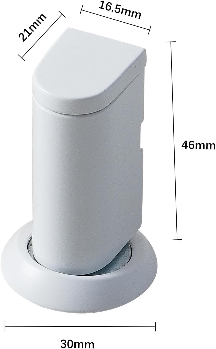 Windproof Magnetic Door Stoppers, 0-0.78" Stroke Mechanical Doorstop, No-Hole Flooring Door Suction with 3M Strong Adhesive and Screws, White, 1 Pack