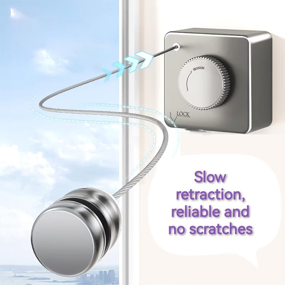 Retractable Clothesline, Wall Mounted, Stainless Steel, 17 Ft Indoor Outdoor (Light Gray)
