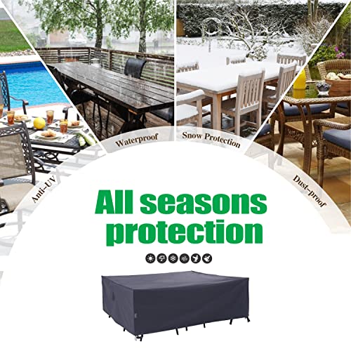 F&J Outdoors Heavy Duty Waterproof Anti-UV Rip-stop Fabric Large Patio Furniture Covers, Grey, 126"x83"x27.5" - size: 126"(w)x83"(d)x27.5"(h)