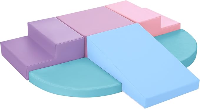 6-Piece Foam Climbing Blocks for Toddlers: Colorful Climbing Gym PU Leather Baby Foam Building Blocks Indoor Toy
