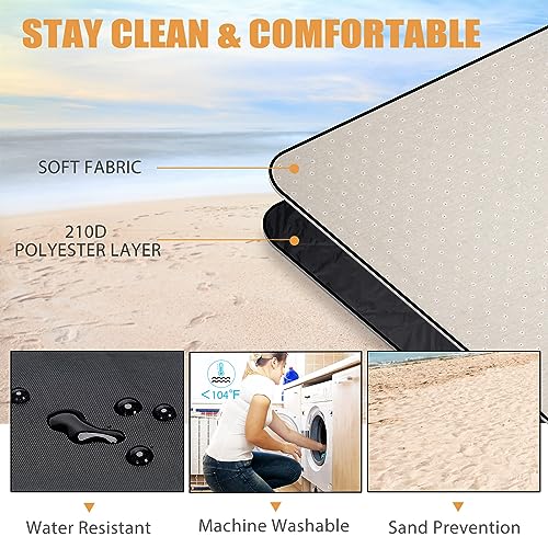 Picnic Outdoor Blankets Waterproof Extra Large - Beach Mat Foldable with Carry Strap Camping Woodchip Picnic Basket with Double Folding Handles, Natural Woven Basket, Gift Packing Woven Basket