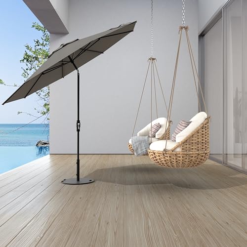 Midtown Umbrellas – The Swilt 8 Ft Patio Umbrellas with 360° Swivel & Tilt Mechanism, 8 Fiberglass Ribs & Terylast Polyester Fabric for Backyard, Deck, Pool & Cafes - Charcoal Canopy, Black Pole - color: Terylast Charcoal, size: 8 Feet