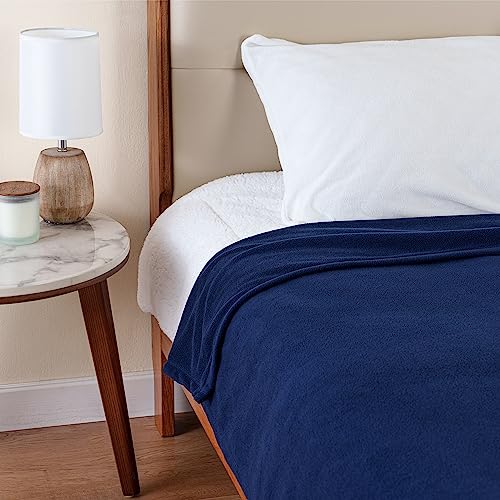 Berkshire Blanket Microfleece Twin Size Bed Blanket Navy,Lightweight Soft Breathable Plush Micro Fleece Blanket for Bed Couch Sofa,60x92 Inches - color: Navy, size: Twin/Twin XL