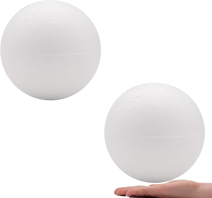 Crafare Craft Foam Balls 6 Inch 2 Pack White Polystyrene Ball for Holiday Crafts Making and School Projects Decoration