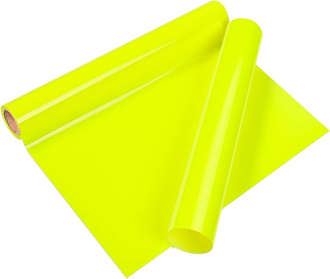 VINYL FROG Heat Transfer Vinyl Roll HTV Vinyl - 12" x5ft Neon Yellow Iron on Vinyl for T-Shirts, Heat Press Vinyl for DIY Craft Designs (Neon Yellow)