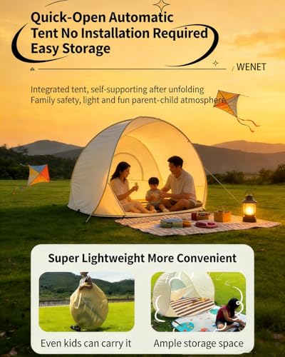 Ultraviolet Protection Pop-up Beach Tent, UPF 50+ Instant Easy Setup Sun Shelter Portable Lightweight Beach Canopy with Carry Bag Waterproof Windproof for 2-4 Person Beach Camping Picnic Backyard (#B) - color: #B
