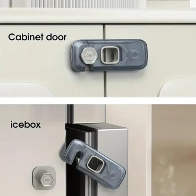 2x Child Kid Lock Fridge, Freezer, Cabinet Catch Baby Safety Lock Door Safe (Green)