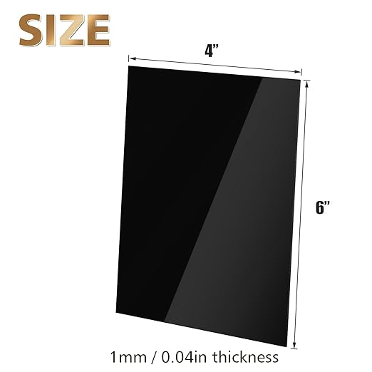 Egofine 4" x 6" Black Plexiglass Sheets 20 Pack 0.04 Inch Cast Acrylic Sheet Thick for DIY Craft Projects, Painting, Photography, Sign, Display Stand, Home Decor, Easy to Cut