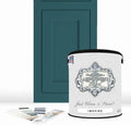 ALL-IN-ONE Paint, Durable cabinet and furniture paint. Built in primer and top coat, no sanding needed. Includes our 30 featured color card - Inspire (deep teal), Gallon