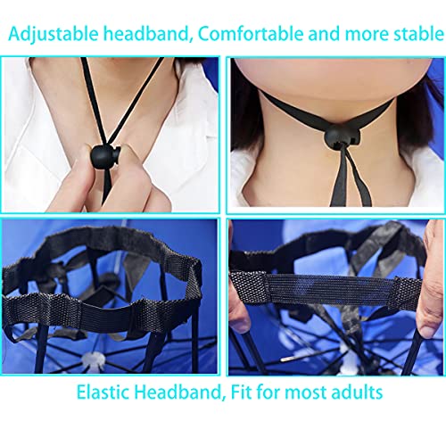 Umbrella Hat, 37 inch Fishing Umbrella Hat Hands Free Foldable UV Protection Umbrella Cap Adjustable Headwear for Fishing Golf Camping Beach Gardening Sunshade Outdoor - color: Water Drop Blue/Double Layer