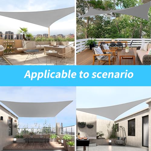 Shade&Beyond Shade Sail 14'X14' Rectangle Light Grey Breathable UV Block Outdoor Canopy for Backyard Patio Pergola Garden Deck(We Make Custom Size)