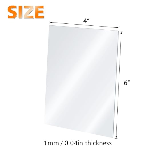 Egofine Plexiglass Sheets Acrylic Sheets 16 Pack of 4x6’’ 0.04 Thick Clear Plastic Cast Transparent Plexi Glass for Crafting Projects, Replacement Picture Frame Glass, DIY Display, Easy to Cut